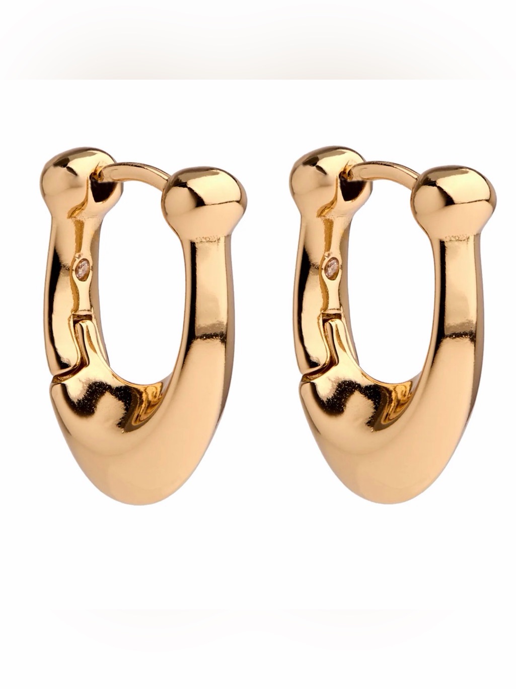 Coach Gold Sculptural Rhinestone Hoop Earrings